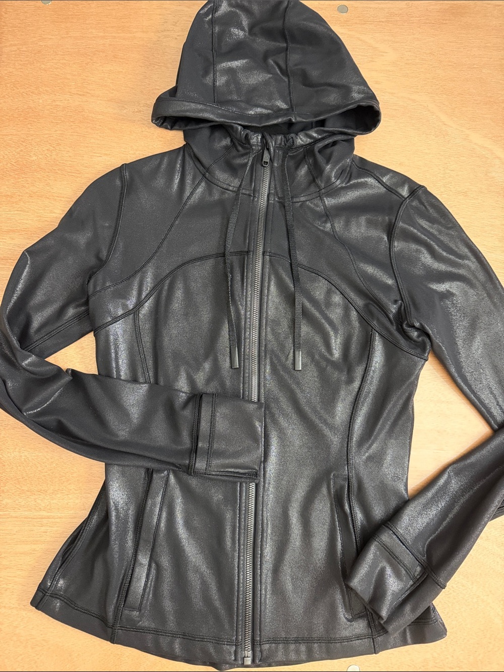 lululemon athletica Black Hooded Faux-Leather Define Zip Jacket